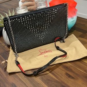 Christian Louboutin spiked black & red leather chain bag with original dust bag